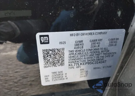 2025 Chevrolet Trax Fwd Activ z USA, uszkodzony, nr VIN KL77LKEP9SC314347